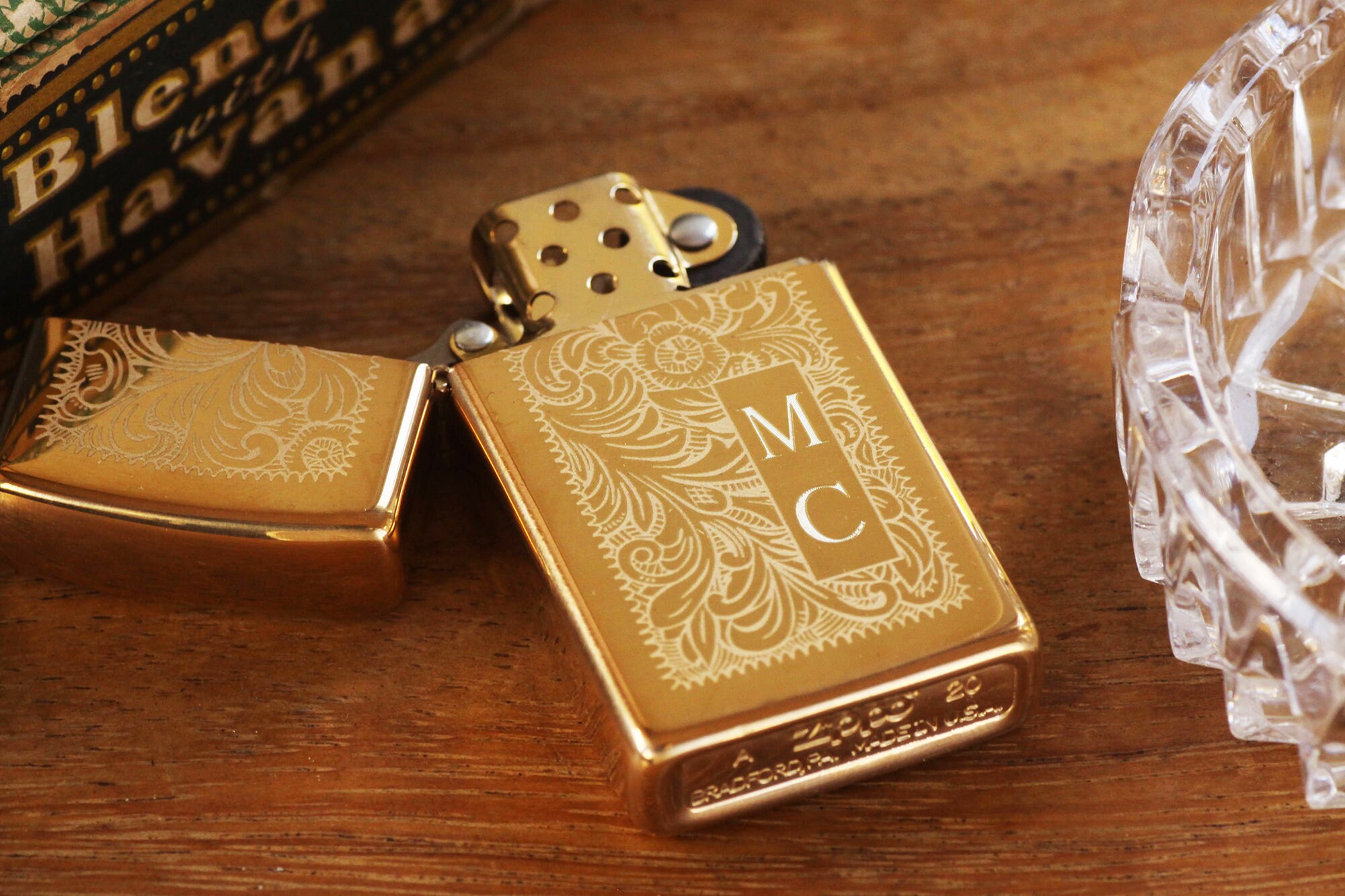 Gold Venetian SLIM Official Zippo© Lighter - Vintage Style Silver Zippo© -  Bridesmaids & Groomsman Gift with Custom Monogram Engraving