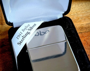 1941 Replica High Polish Sterling Silver Engraved Zippo