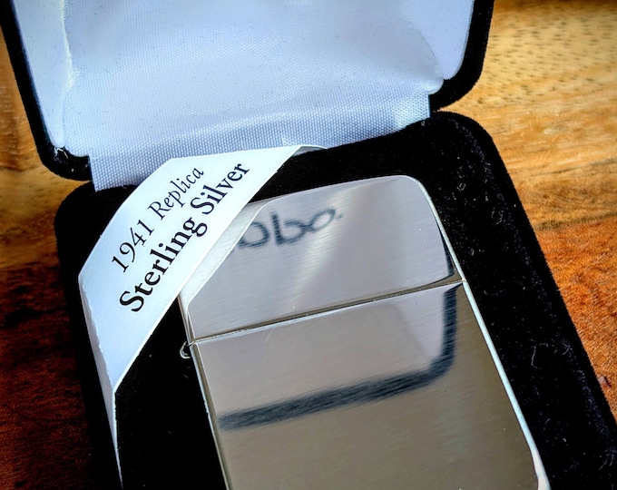1941 Replica High Polish Sterling Silver Engraved Zippo