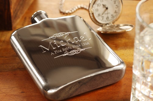 Engraved Silver Flask
