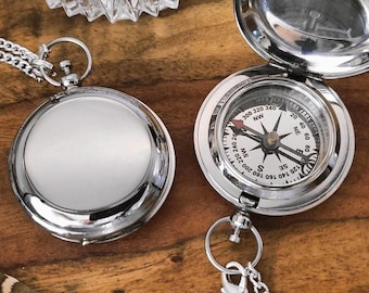 Silver Personalized Compass, Engraved Compass