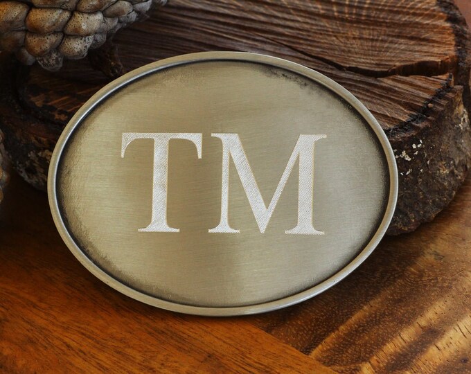 Round Satin Silver MONOGRAM Engraved Belt Buckle, Personalized Belt Buckle, Groomsman Belt Buckle, Cowboy Belt Buckle