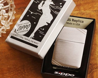 1935 Replica Original Zippo© Lighter with Slashes - Engraved Official 1935 Replica Zippo© - Personalized Groomsman Lighters