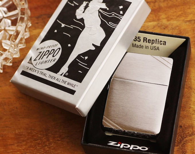 1935 Replica Original Zippo© Lighter with Slashes, Engraved Official 1935 Replica Zippo©, Personalized Groomsman Lighters