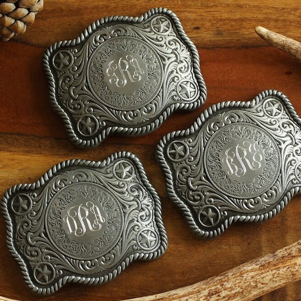 Engraved Custom Belt Buckle, Personalized Groomsmen Cowboy Belt Buckle