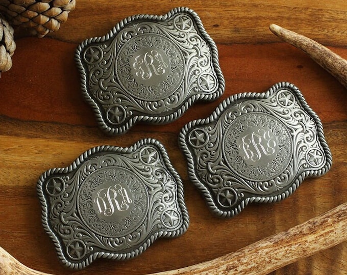 Engraved Custom Belt Buckle, Personalized Groomsmen Cowboy Belt Buckle