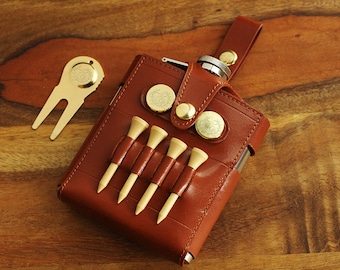 Personalized Engraved Golf Accessories with Flask - Engraved Golf Flask - Monogrammed Golf Ball Marker - Golfer Flask Gift - Divot Tool