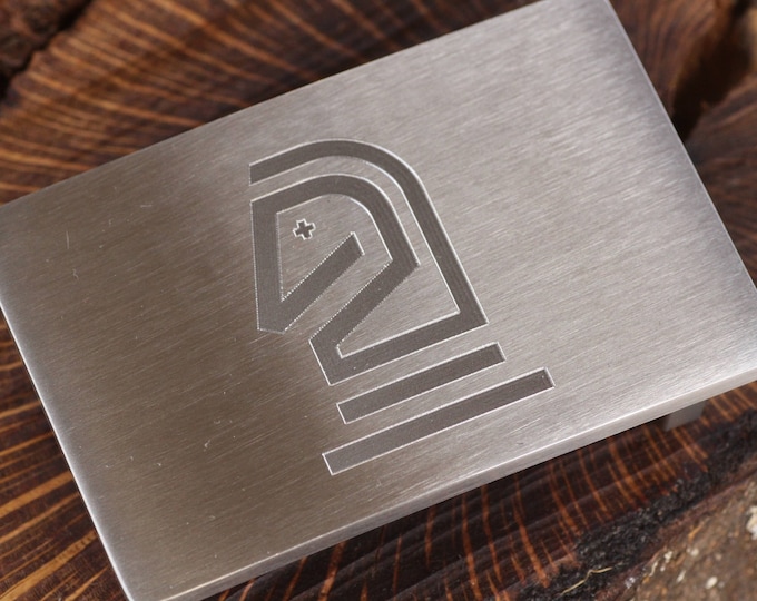 Custom Silver Belt Buckle with Company Logo,  Personalized Casual Belt Buckle Gift
