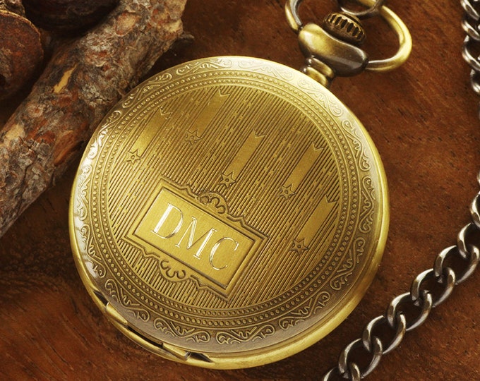 Anniversary Gift For Men, Bronze Vintage Pocket Watch, Personalized Groomsmen Gifts, Engraved Pocket Watch, Anniversary Gift For Him