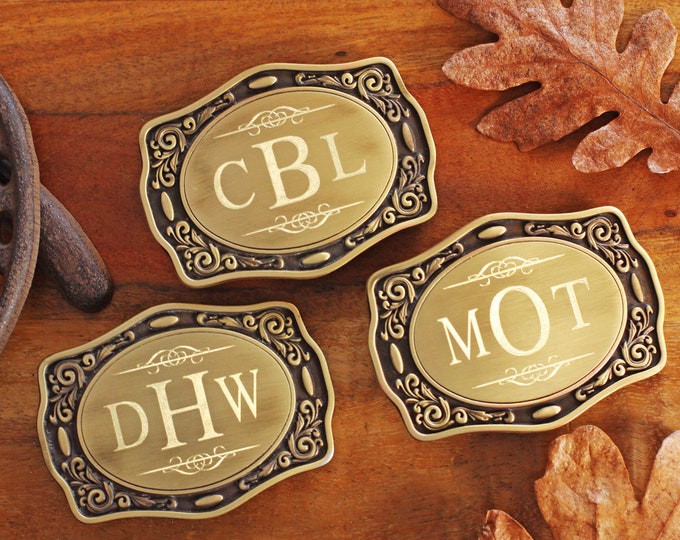 Brass Belt Buckle with Engraved NAME, Personalized Belt Buckle, Groomsman Belt Buckle, Cowboy Belt Buckle