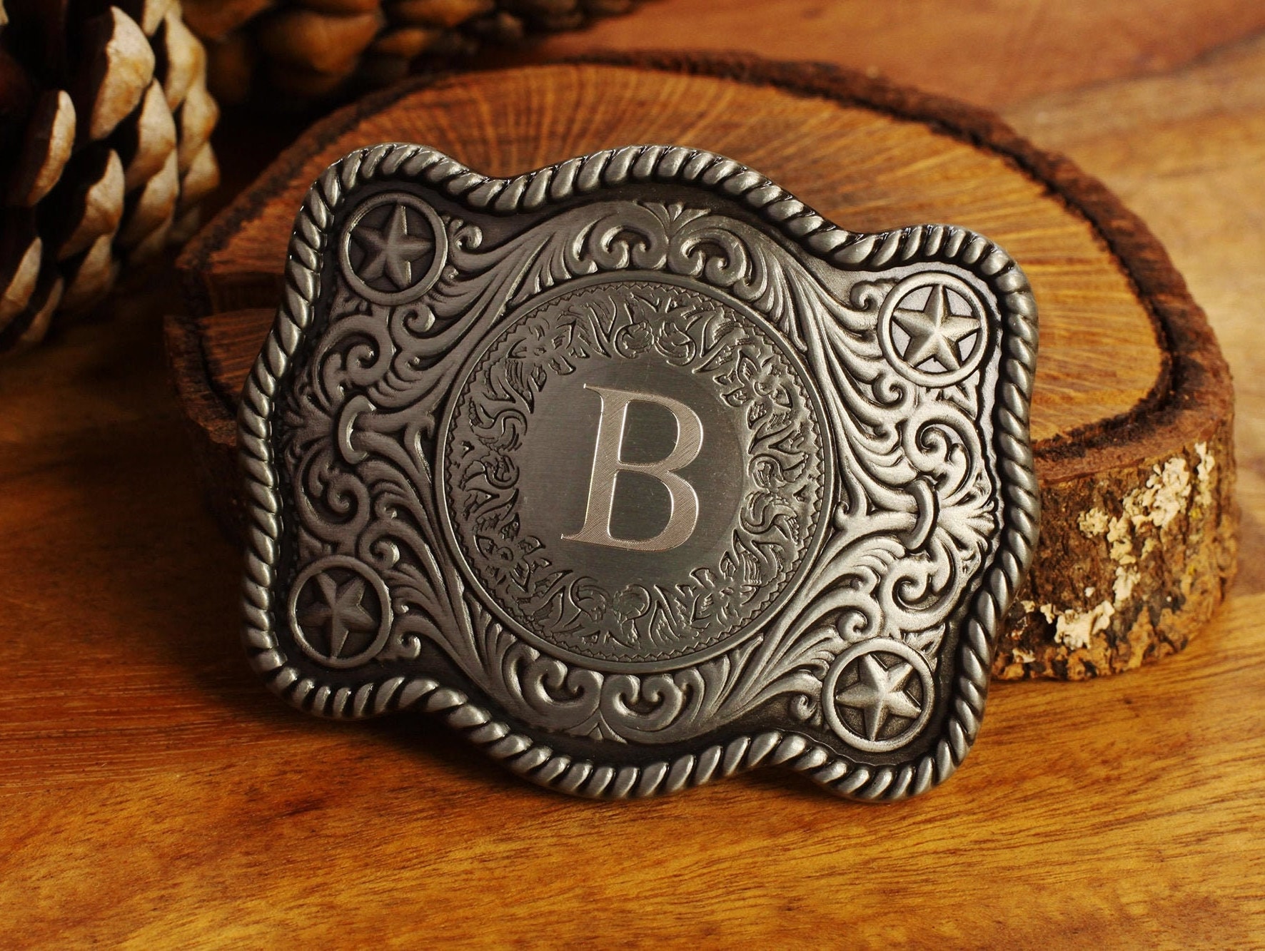 Engraved Solid Steel Belt Buckle - Personalized Satin Silver Belt Buckle -  Groomsman Belt Buckle - Cowboy Belt Buckle - Belt Buckle For Him