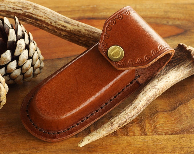 Large Brown Leather Sheath Belt Holster Fits 5 Inch Knives From Our Store, Pocket Knife or Multitool Leather Pouch