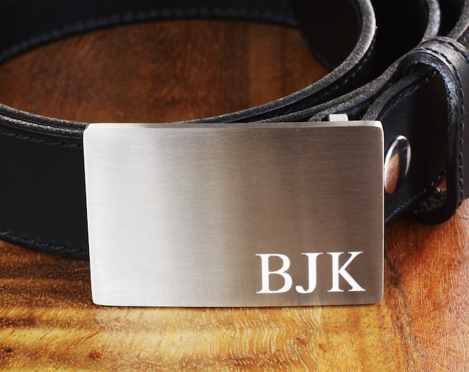 Silver Custom Belt Buckle Birthday Gift for Him, Bottom Engraving, Buckle ONLY