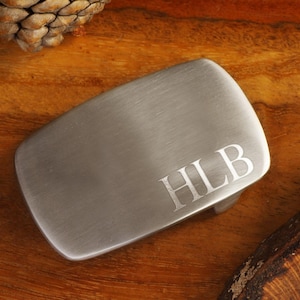 Engraved Solid Steel Belt Buckle: Personalized Silver Groomsman Gift