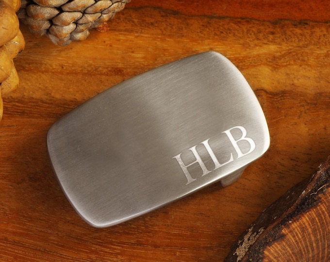 Engraved Solid Steel Belt Buckle: Personalized Silver Groomsman Gift
