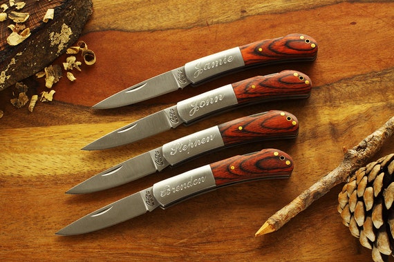 Engraved Pocket Knife personalized pocket knives Details about  / Set of 10 groomsmen gift set