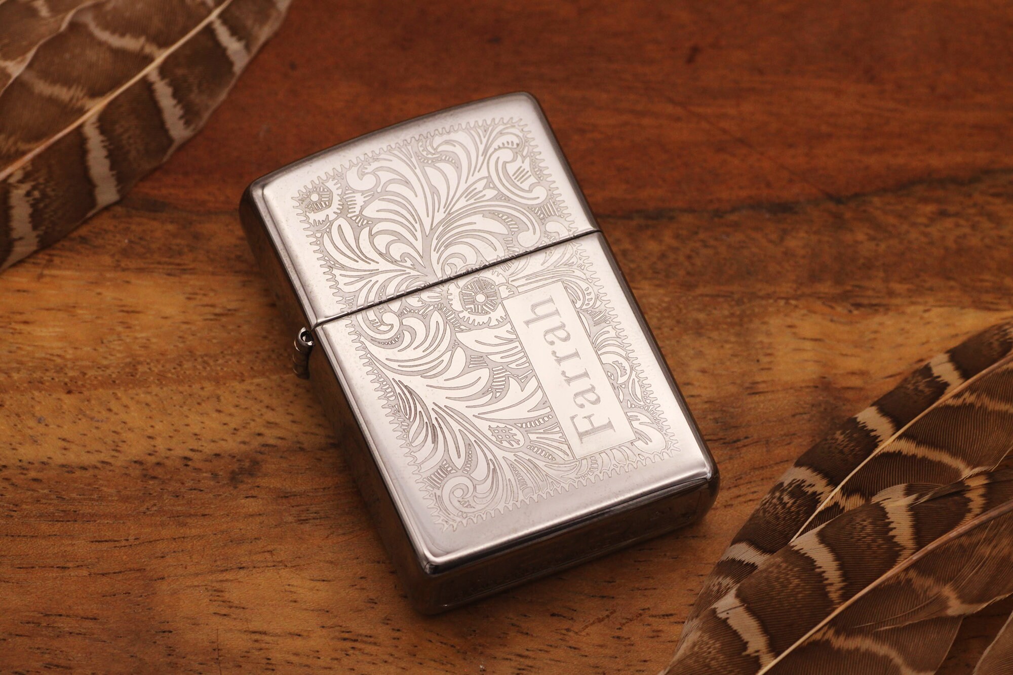 Gold Venetian SLIM Official Zippo© Lighter - Vintage Style Silver Zippo© -  Bridesmaids & Groomsman Gift with Custom Monogram Engraving