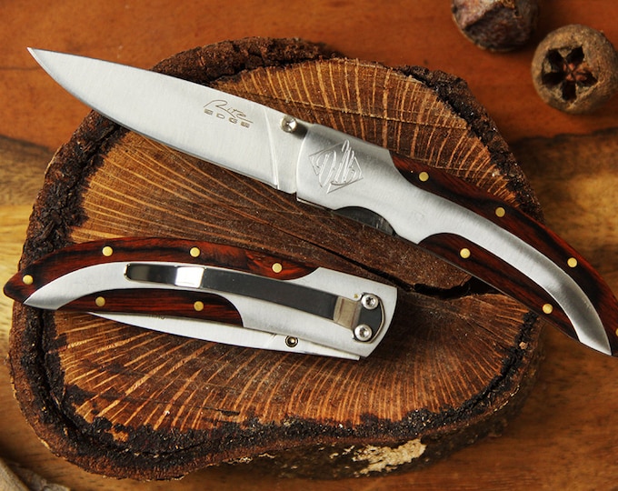 New Extra Small Clip Knife, Engraved Pocket Knives Personalized for Groomsmen, Custom Groomsman Gifts, Wood Handle Knife