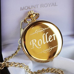 Mount Royal Open Face Gold Pocket Watch Mid Century Style Personalized Pocket Watch image 4