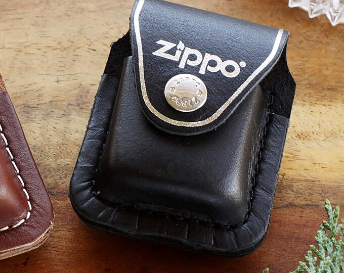 Leather Official Zippo© BLACK Leather Lighter Case