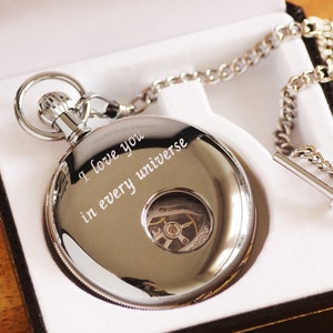 Jean Pierre® of Switzerland Silver Mechanical Double Hunter Skeleton Pocket Watch Personalized Pocket Watch image 5