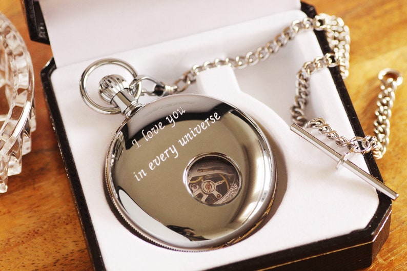 Jean Pierre® of Switzerland Silver Mechanical Double Hunter Skeleton Pocket Watch Personalized Pocket Watch image 5