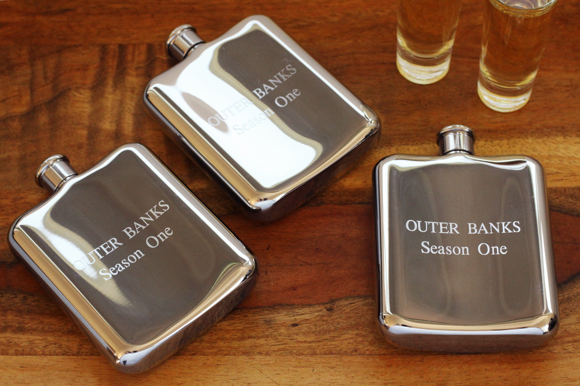 Engraved Silver Flask High Polished Stainless Steel Flask