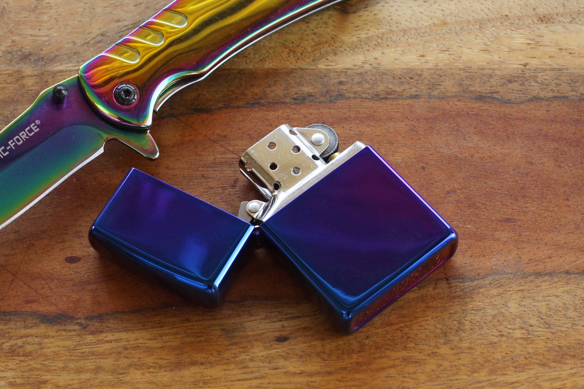 Blue Chrome Engraved Official Zippo© Lighter Holographic Custom