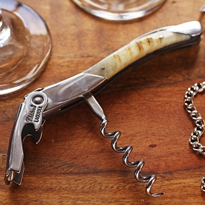 Chateau Laguiole Grand Cru Horn Handle Wine Opener Personalized Groomsman Gift, Engraved Corkscrew Bottle Openers