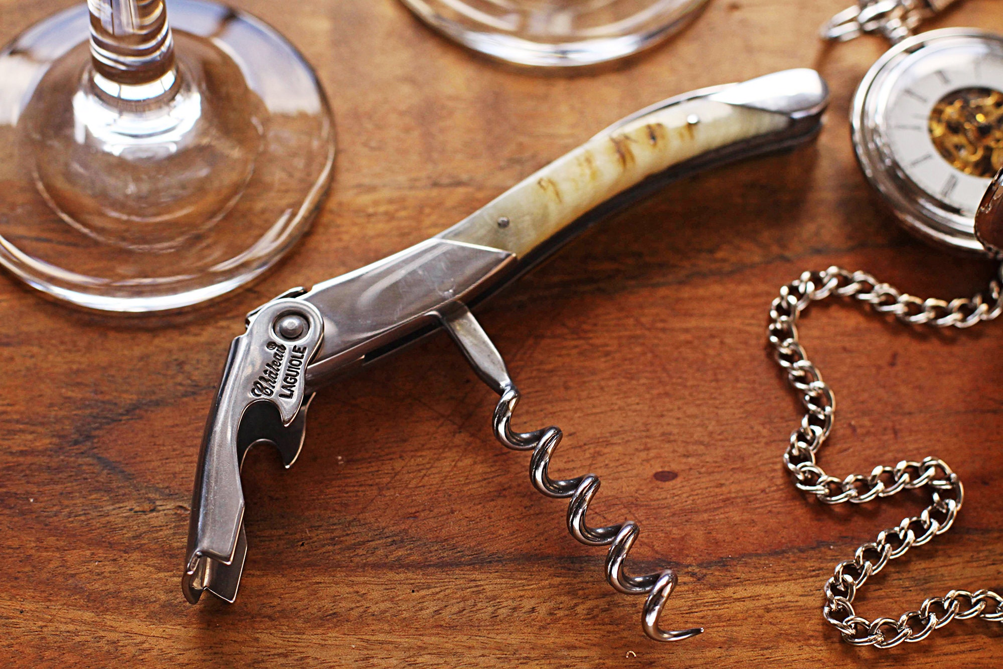 Chateau Laguiole Grand Cru Opener Horn Handle Wine Opener Personalized Groomsman Gift