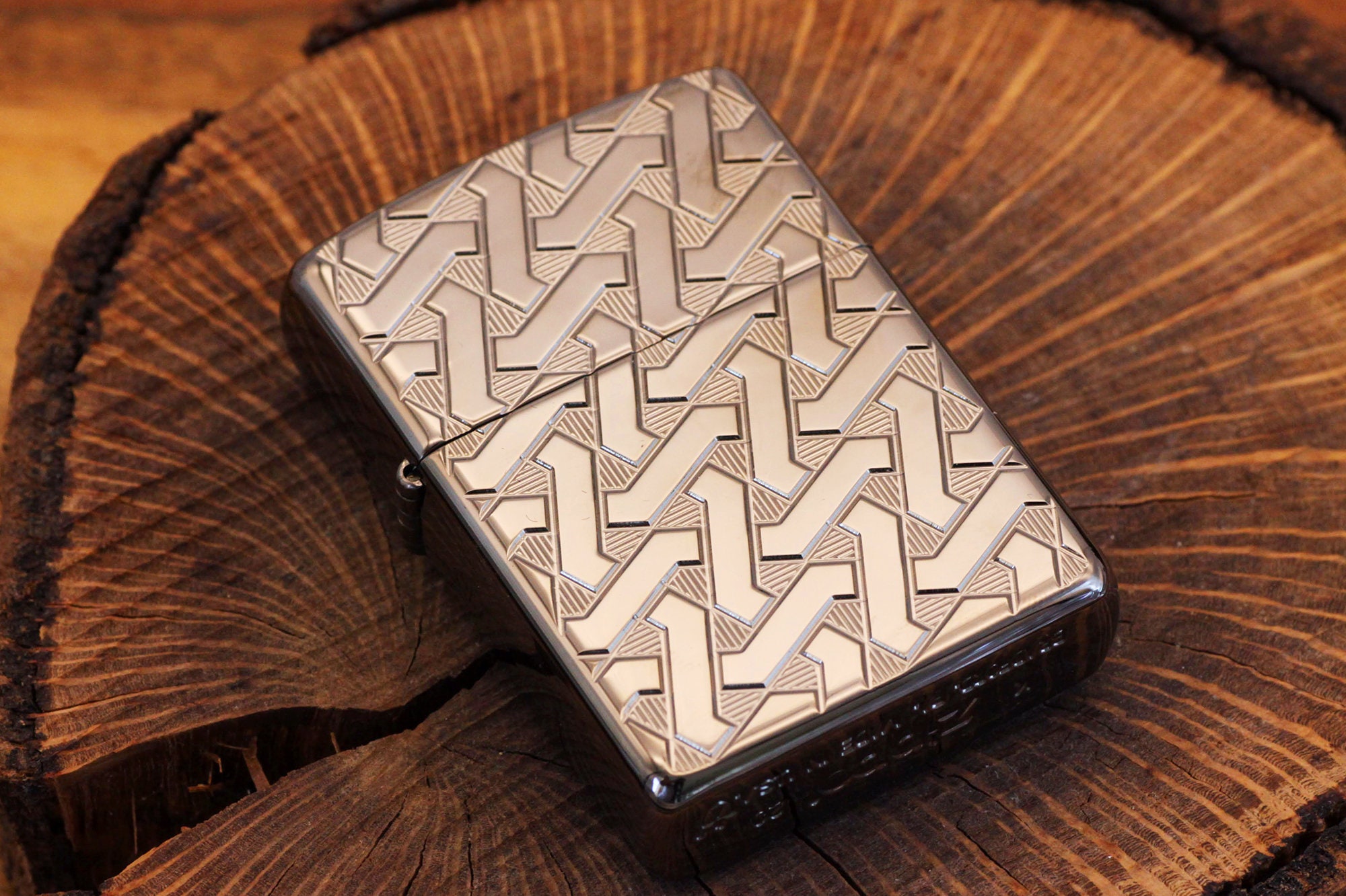 Zippo Armor Rose Gold Geometric Diamond Pattern Design Pocket