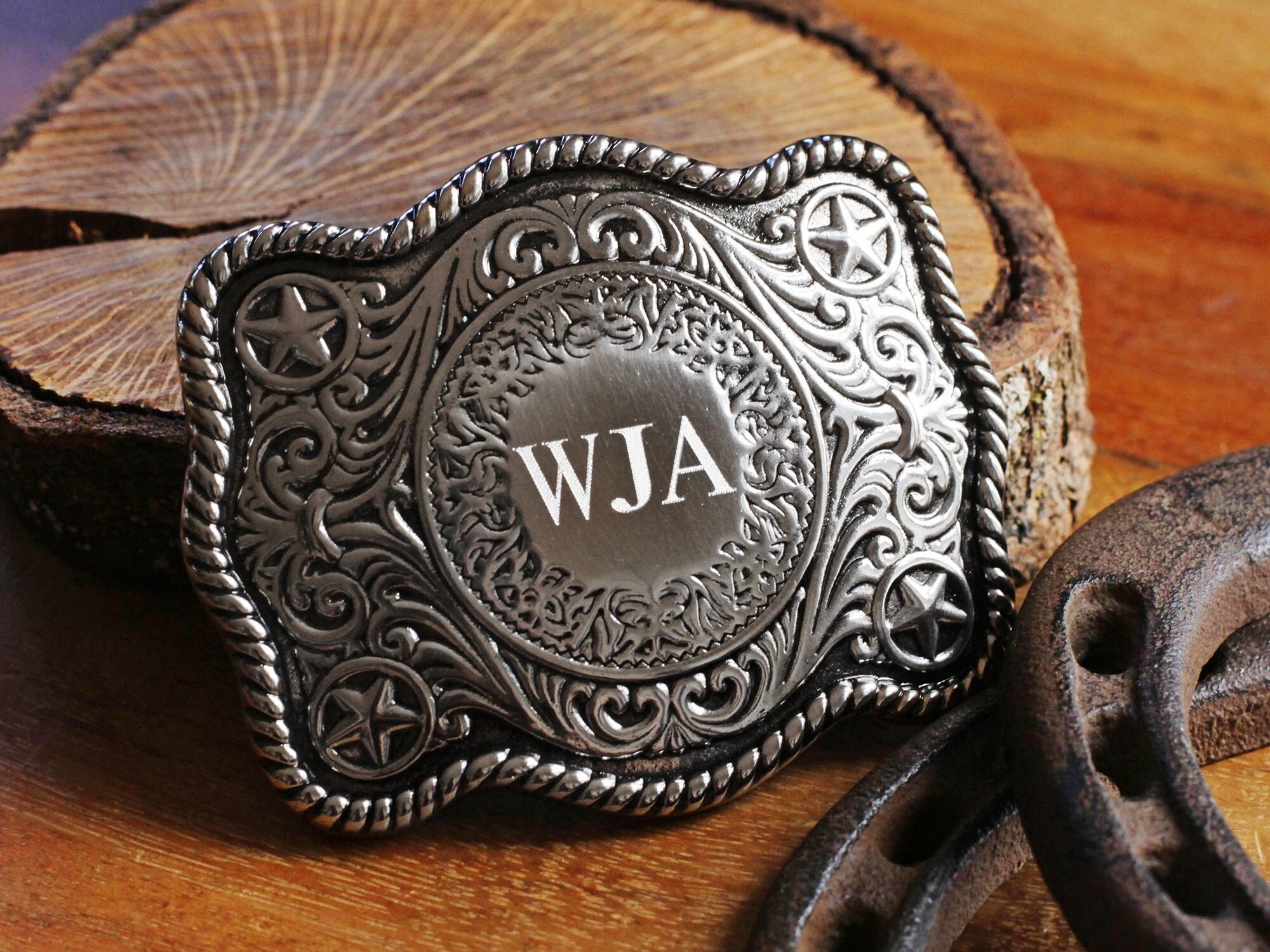 Made in USA Personalized Belt Buckle, Groomsman Belt Buckle, Cowboy Belt  Buckle, Silver Finish