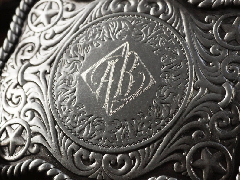 Engraved Custom Belt Buckle, Personalized Groomsmen Cowboy Belt Buckle image 4