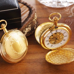 Mount Royal Double Hunter Skeleton Gold Pocket Watch - Personalized Pocket Watch