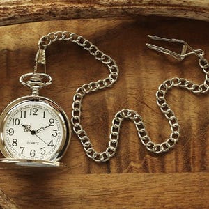 Engraved Silver Pocket Watch, Personalized Groomsmen Wedding Gifts, Birthday Gift For Son