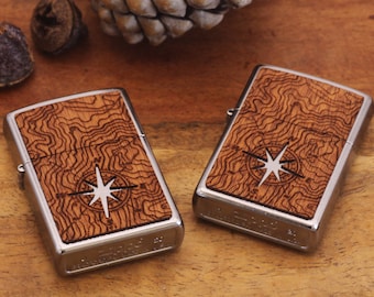 Engraved Official Woodchuck USA Compass Zippo© Lighter - Personalized Wood Lighter - Custom Zippo© Lighter