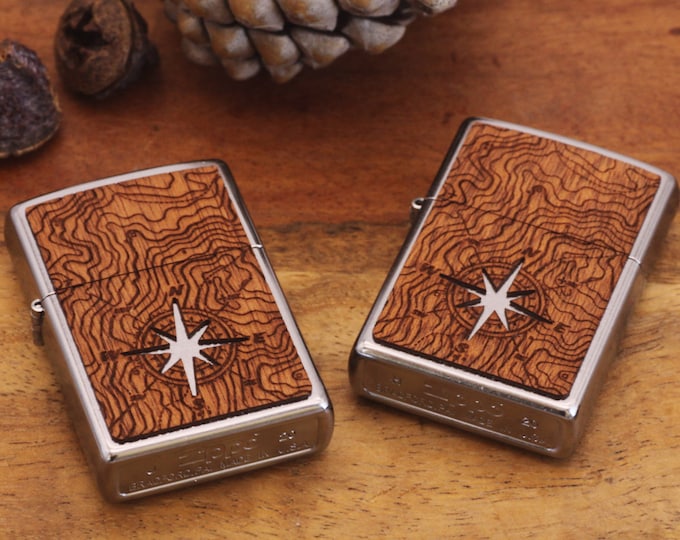 Engraved Official Woodchuck USA Compass Zippo© Lighter - Personalized Wood Lighter - Custom Zippo© Lighter