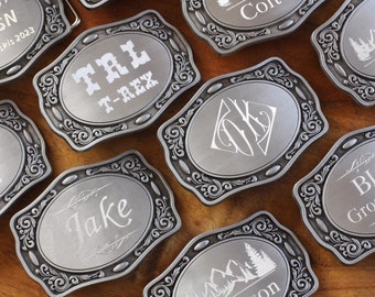 Western Belt Buckle with Custom Text Only
