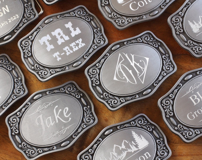 Western Belt Buckle with Custom Text Only