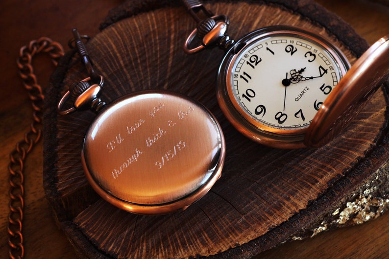 Engraved Pocket Watch Copper