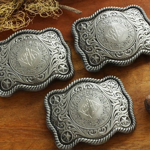 Engraved Custom Belt Buckle, Personalized Groomsmen Cowboy Belt Buckle image 5
