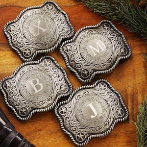Engraved Custom Belt Buckle, Personalized Groomsmen Cowboy Belt Buckle image 6