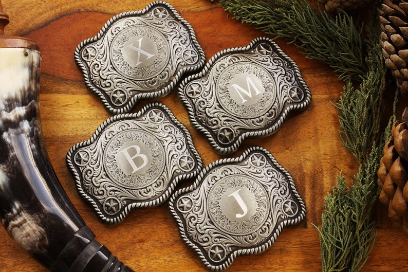 Engraved Custom Belt Buckle, Personalized Groomsmen Cowboy Belt Buckle image 6