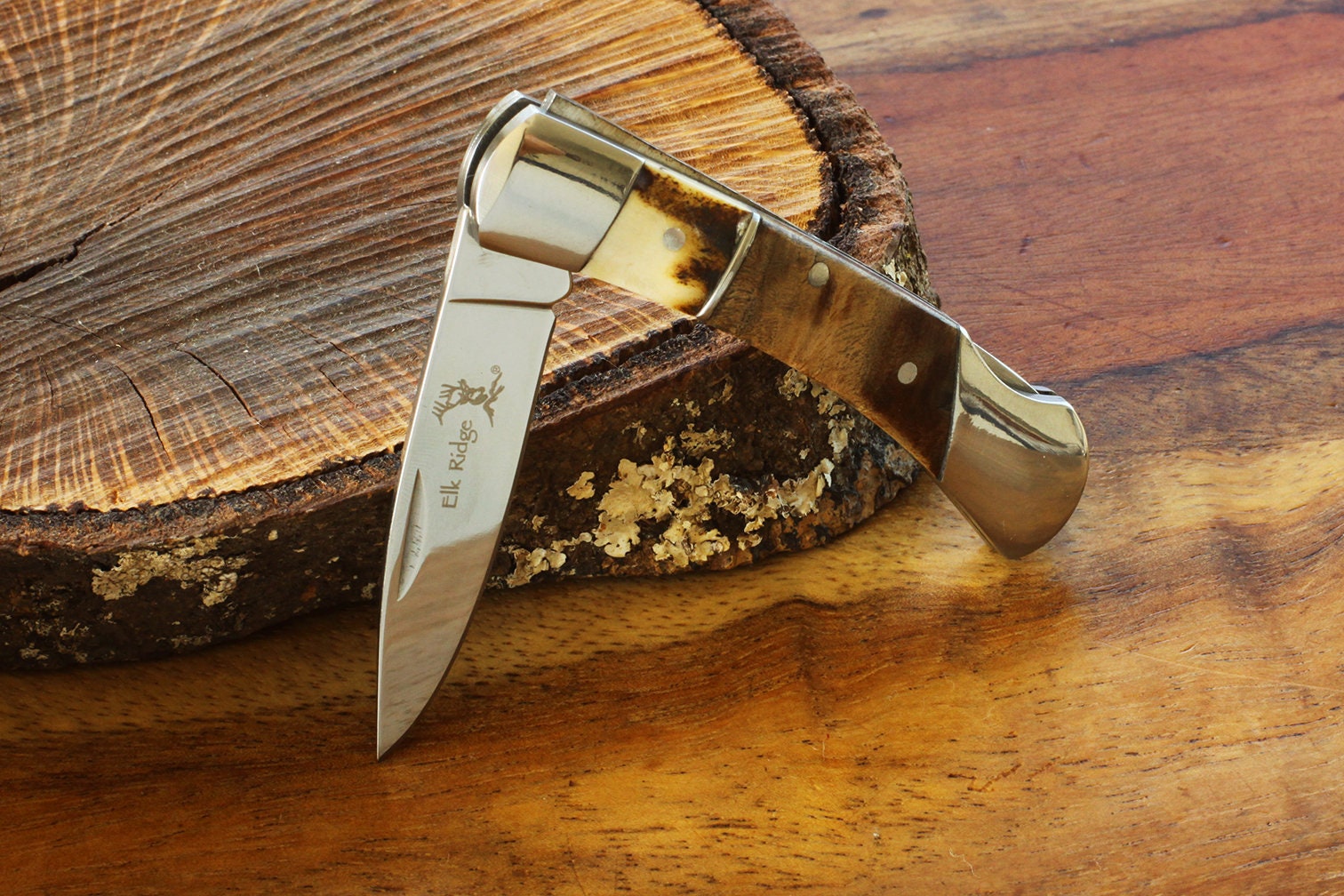 Engraved Tiny Pocket Knife Small Elkridge Stag Horn and Wood Handle