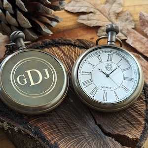 Antique Copper Quartz Battery Pocket Watch with Chain