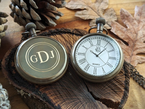 Antique Copper Quartz Battery Pocket Watch With Chain - Etsy