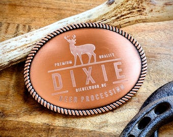 Personalized Rose Golden Belt Buckle: Engraved Monogram Initial