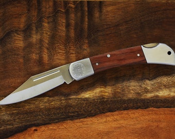 Pocket Knife with Wood Handle: Folding Knife 4 Inch