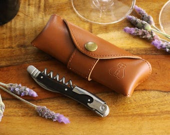 Black Engraved Corkscrew Wine Opener, Groomsmen Gift with Pouch