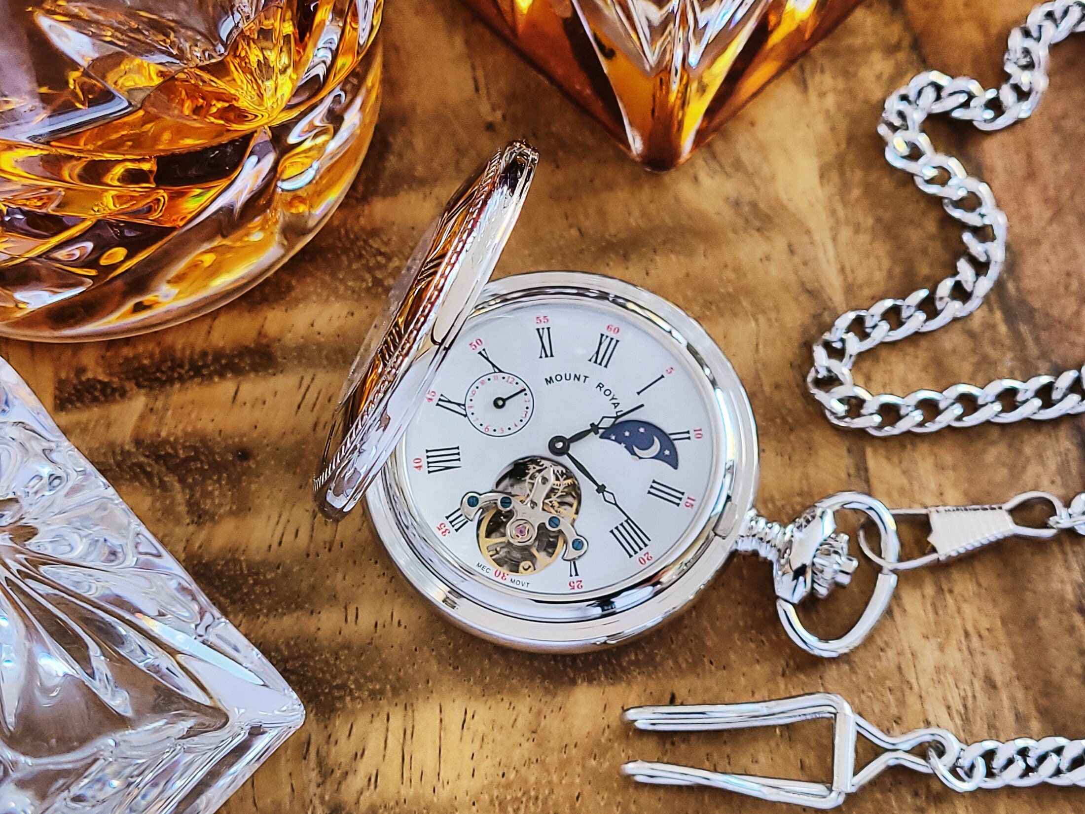 Mount Royal Mechanical Sun And Moon Half Hunter Pocket Watch Etsy